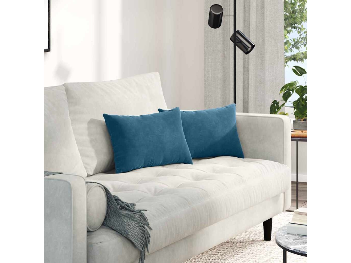 Vidaxl Travesseiros De Sofá 2 Pcs Azul 50 X 30 Cm