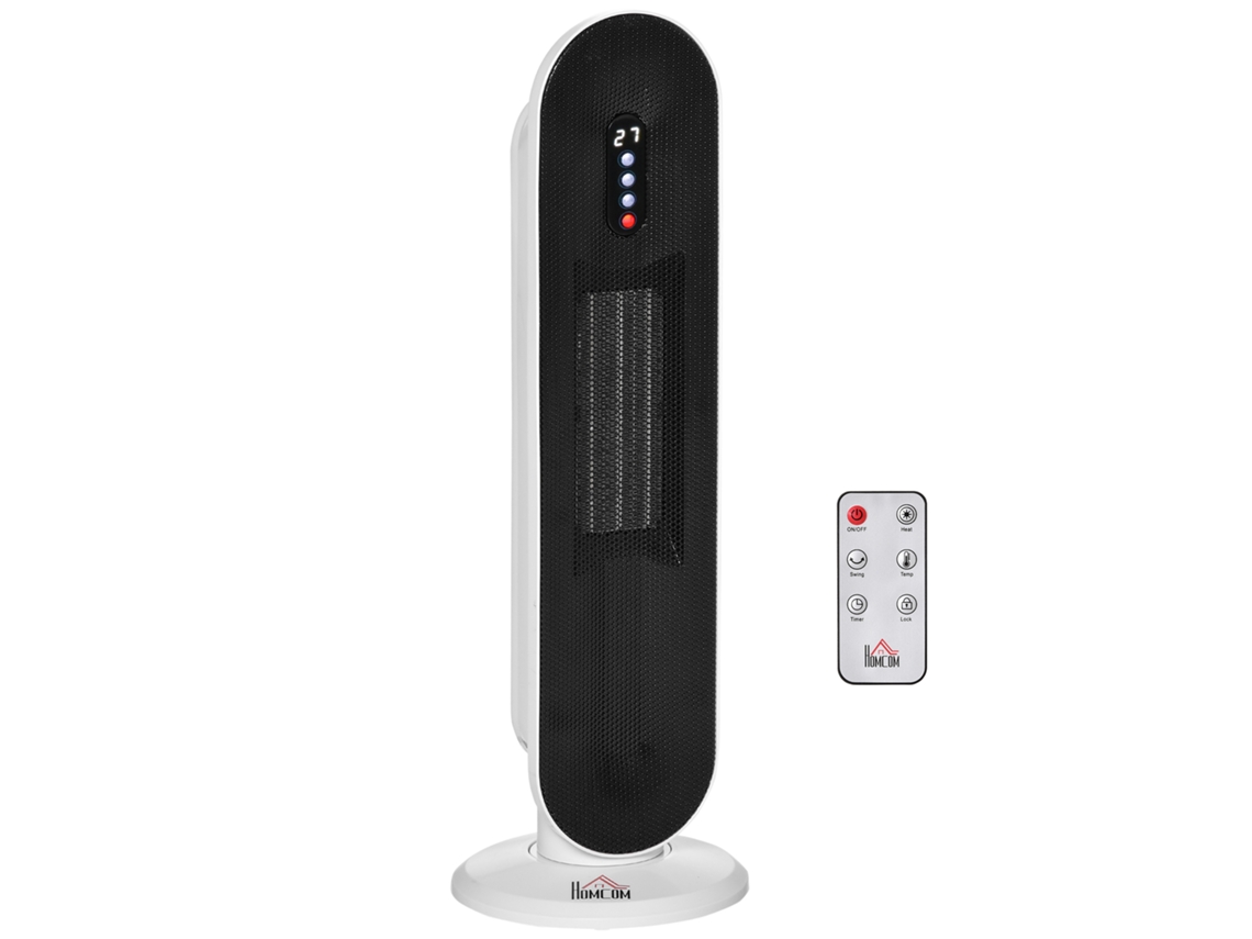 Aquecedor De Torre Pp, Pa, Metal Cor Branco E Preto 21x21x63.5 Cm Homcom