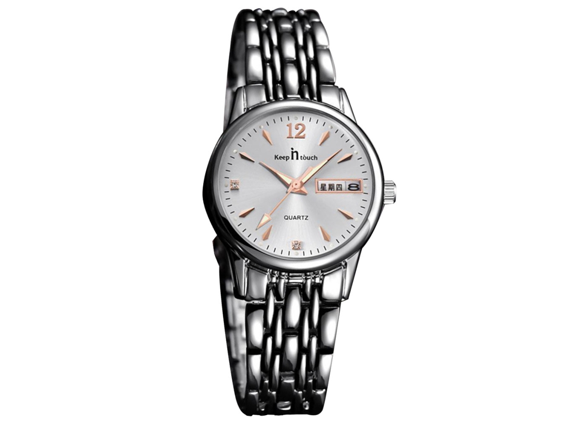 Reloj De Pareja Moda Dial Redondo Analógico Cuarzo Pulsera Oro Rosa Plata Mujer