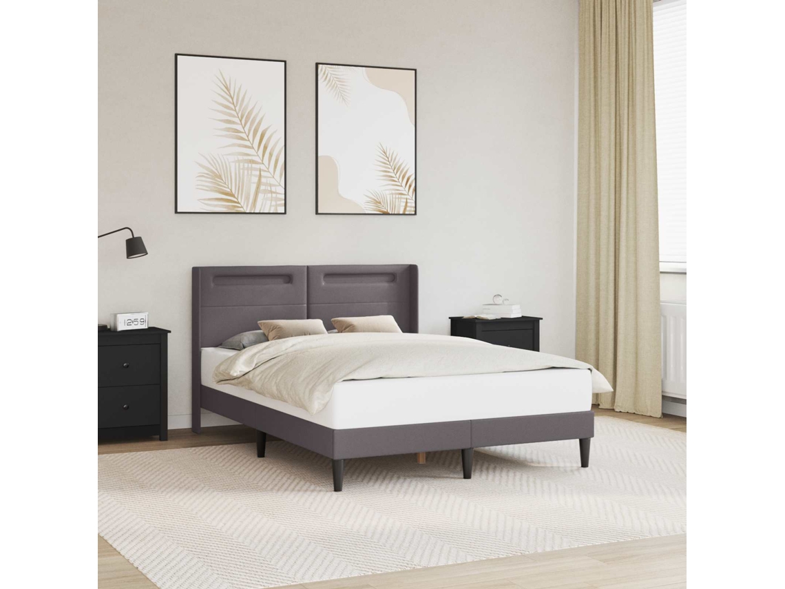 Vidaxl Estrutura Da Cama Cinzento 120 X 200 Cm Couro Sintético