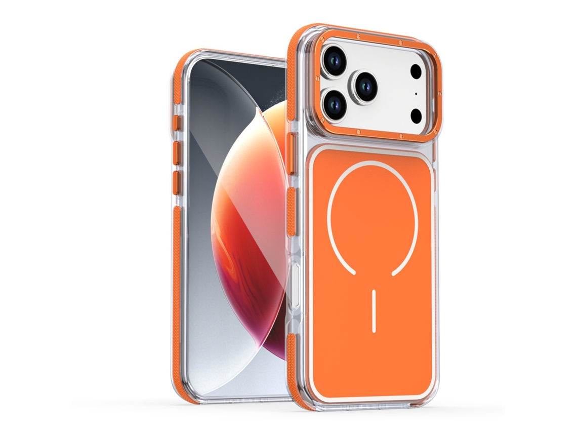 Capa Para Iphone 18 Pro Magnética Dual Color Shockproof - Laranja - Eifson