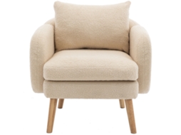 Cadeira Moderna De Veludo Teddy Com Almofada, Poltrona Acolchoada Em Madeira Maciça Ideal Para Lazer E Decoração.