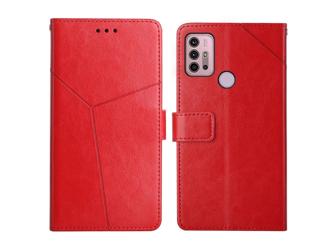 Capa De Couro Com Costura Em Y, Estilo Flip Horizontal, Para Motorola Moto G10 / G20 / G30, Com Suporte, Compartimentos Para Cartões, Carteira E Porta