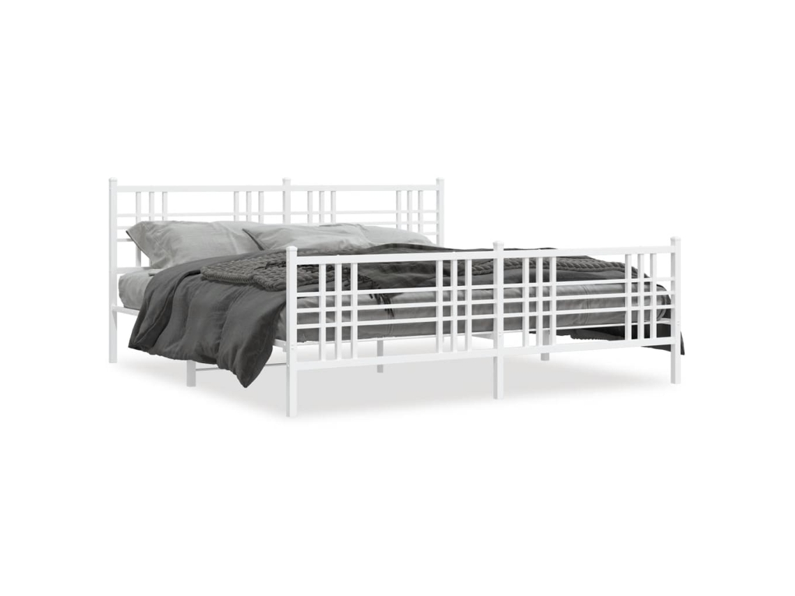 Bed Frame, Bed Frames Vidaxl Branco Aço (193 X 203 Cm)