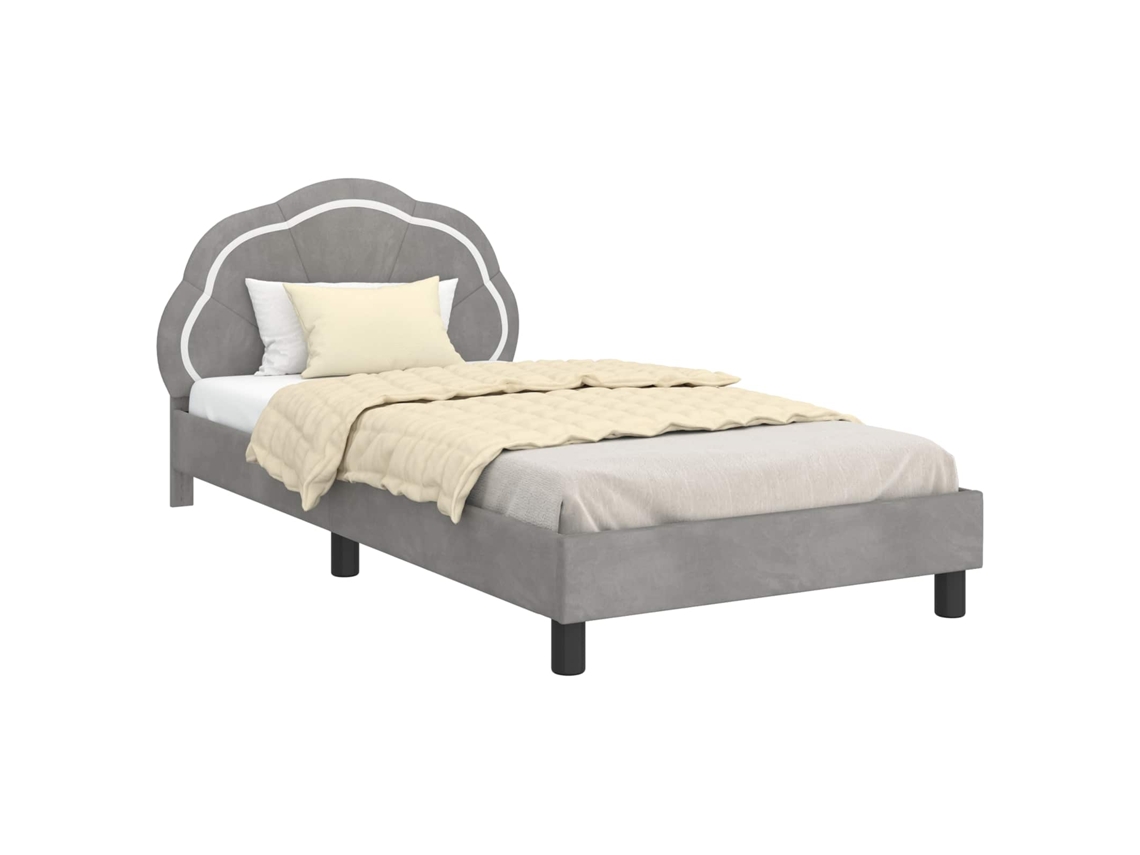 Conjunto 1 Cama Moderna Vidaxl Cinzento-claro Veludo (90 X 190 Cm)