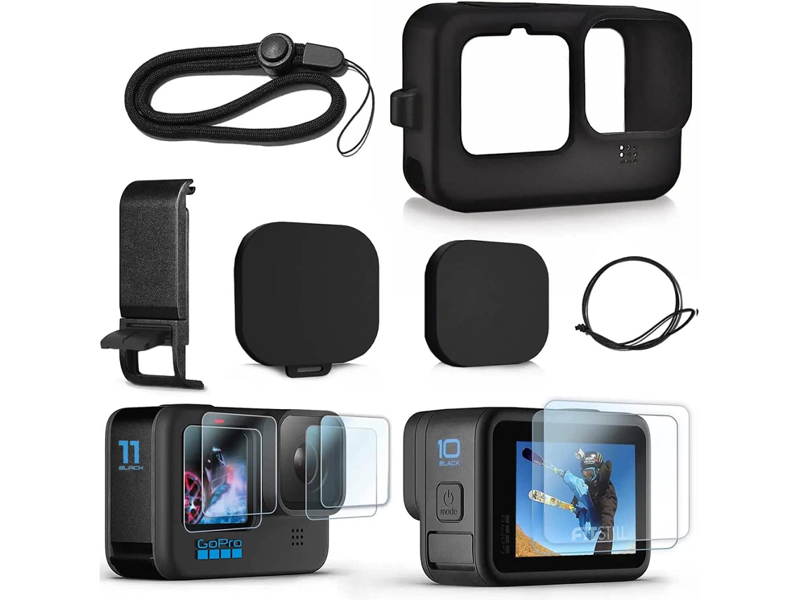 Protetor De Tela Vidro 3d Touch Alta Qualidade Para Gopro Hero12/11/10/9, Preto, Capa Silicone Com Design Moderno, Kit Acessórios-aquaforge