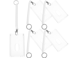 Pulseira Porta Crachá Transparente De Plástico, Fácil De Escanear, Protetor De Cartão Identificação, Conjunto Com 5 Unidades
