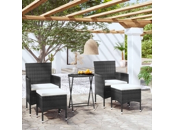 Vidaxl 5 Pcs Conjunto Bistrô De Jardim Vime Pe E Vidro Temperado Preto