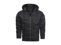 2026 chaqueta de Cuero Pu para Hombre Con Capucha Desmontable Mystdiy
