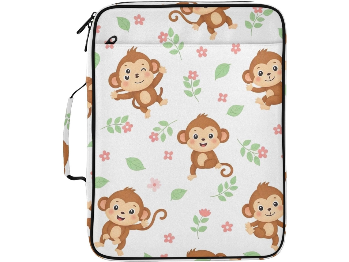 Organizador De Arquivos Expansível Com Estampa Macaco Fofo Desenho Animado, Com Fichário De 3-argolas E Pasta Sanfonada