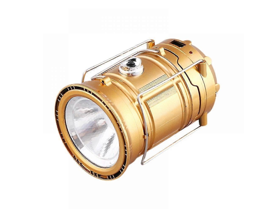 Lanterna De Acampamento Recarregável Usb, Luz De Acampamento Ao Ar Livre, Lanterna Solar Dobrável, Lanterna De Emergência Olysi Shop (dourada)