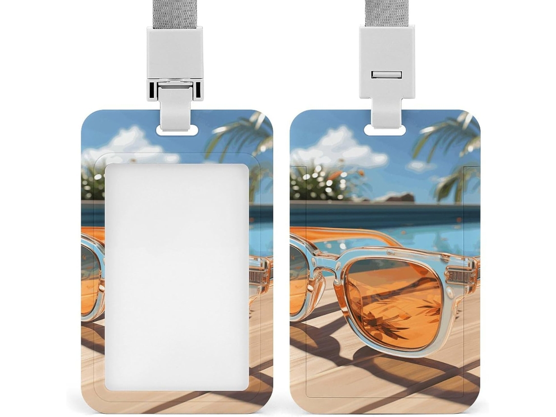Clipe Crachá, Porta Óculos De Sol Com Estampa Desenho Animado Fofo E Cordão, Porta Crachá De Identificação, Cordão