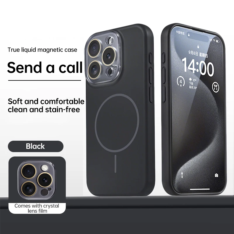 (preto 11) Capa De Celular Magnética Em Silicone Líquido, Proteção Para Lente.