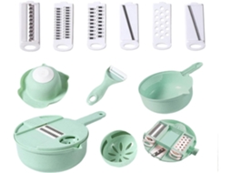 Cortador De Legumes Picador 12 Em 1 Cortador De Cebola Com Recipiente Máquina Profissional De Cortar Alimentos Verde Yunzii