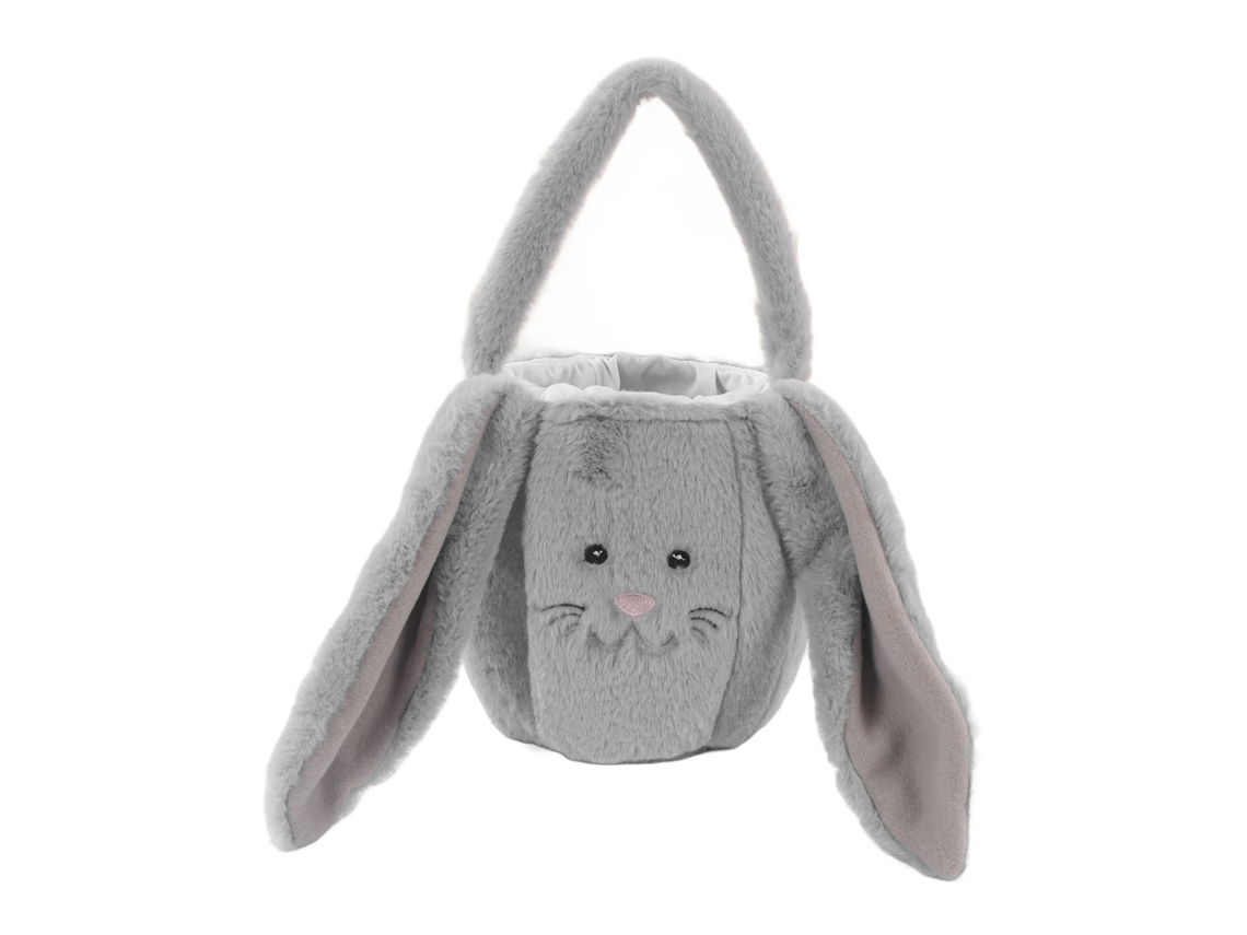 Mali cesta Plush Coelho Páscoa Orelhas Longas Cute para Caça Aos Ovos Infantil Cinza