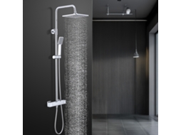 Coluna De Duche Termostática Cromada Sem Perfuração Adicional, Conjunto De Duche Regulável Em Altura 1006-1206 Mm Com Misturadora Em Latão