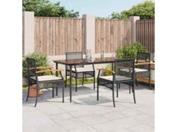 Vidaxl 5 Pcs Conjunto De Jantar P/ Jardim C/ Almofadões Vime Pe Preto