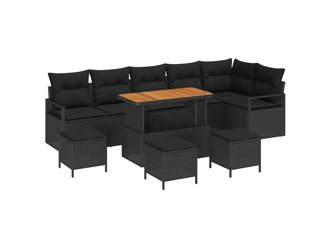 Maison Exclusive - Conjunto De Sofá De Jardim Com Almofada 10 Pcs Preto