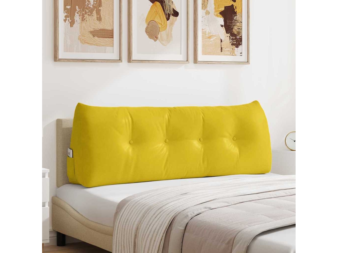 Vidaxl Travesseiro Para Costas Amarelo 140 X 24 X 50 Cm Veludo
