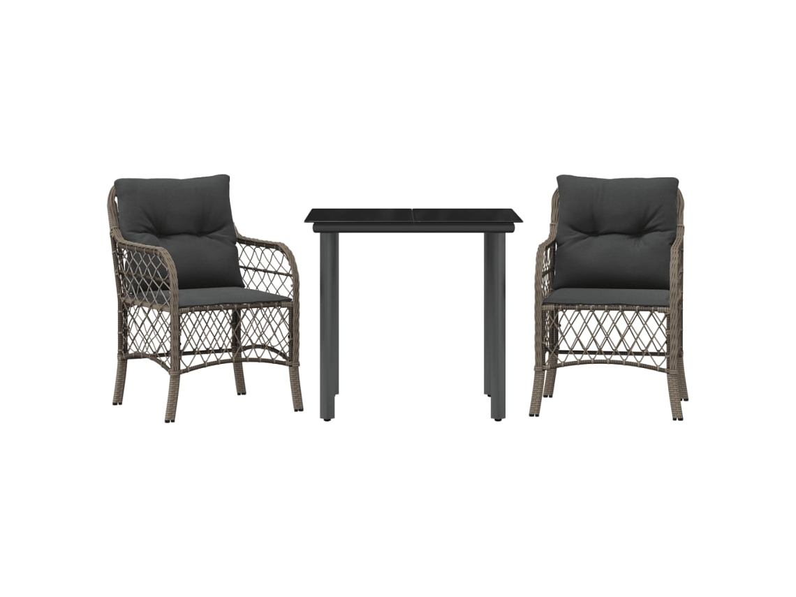 Pcs Conjunto Bistrô com Almofadões Vime Pe Cinza MAISON EXCLUSIVE