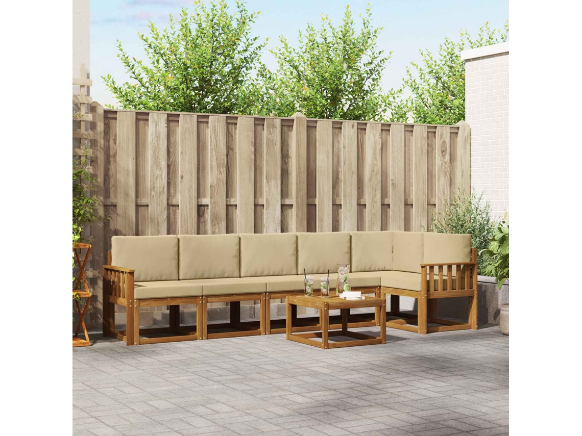 Vidaxl Conjunto De Sofás Para Exterior 7 Unid. Natural E Bege