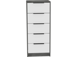 Conjunto de Mesa de Cabeceira e Cómoda TUHOME Kaia (Cinzento e Branco - Aglomerado - 107x45x41.3 cm)