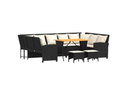 Maison Exclusive - 4 Pcs Conjunto De Sofás Para Jardim C/ Almofadões Vime Pe Preto