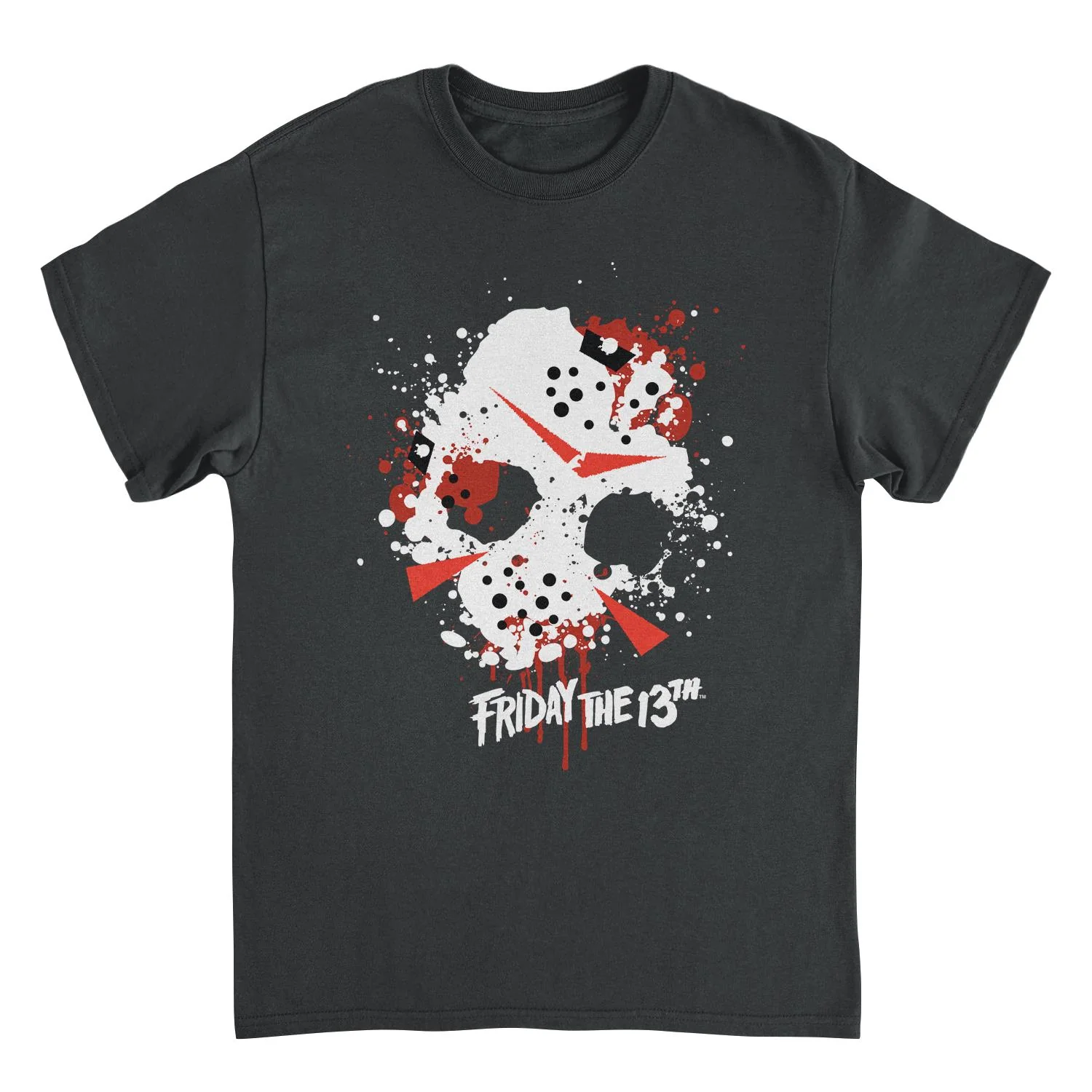 Unisex Adult T-shirt Rockinstone Friday The 13th Mask Splatter Blacksizexxl