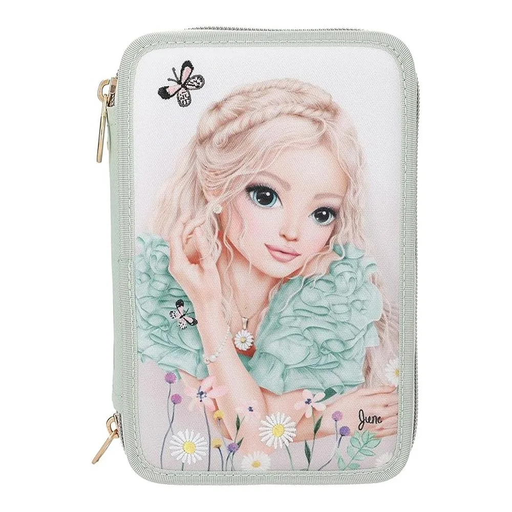 Estojo Depesche Topmodel Summer Feeling com 3 compartimentos, verde, 13303 Depeschep25