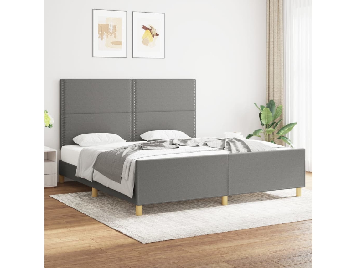 Vidaxl Estrutura De Cama Sem Colchão 180x200 Cm Tecido Cinzento-escuro