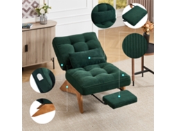 Espreguiçadeira Moderna Tecido, Apoio Pés, Almofada Lombar, Pernas Madeira, Para Sala/quarto-ty