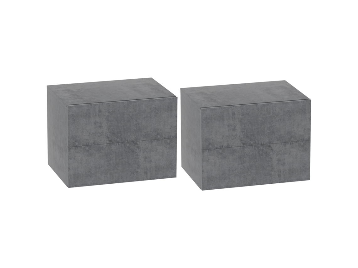 Conjunto de 2 mesas de cabeceira flutuantes, 40x29x30cm, cinza cimento, S/MARCA