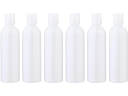 Conjunto De 6 Frascos Vazios De 250ml Com Tampa De Pressão Em Pet E Pp, Fáceis De Limpar.