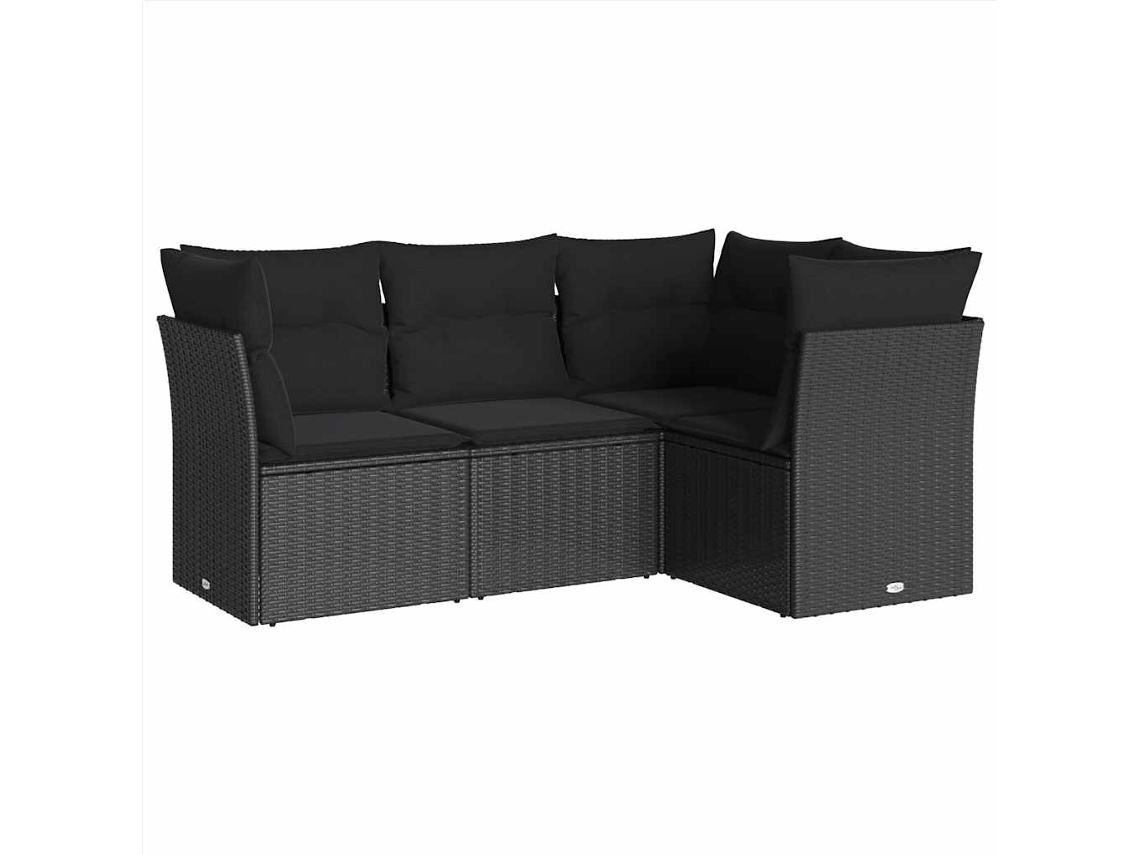 Conjunto de 4 Sofás para Jardim com Almofadões Vime Pe Preto MAISON EXCLUSIVE (N/A)