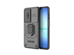 Capa Hexinyigjly Para Para Samsung A35, Tampa Deslizante Para Câmara Com Anel Magnético E Suporte Preto