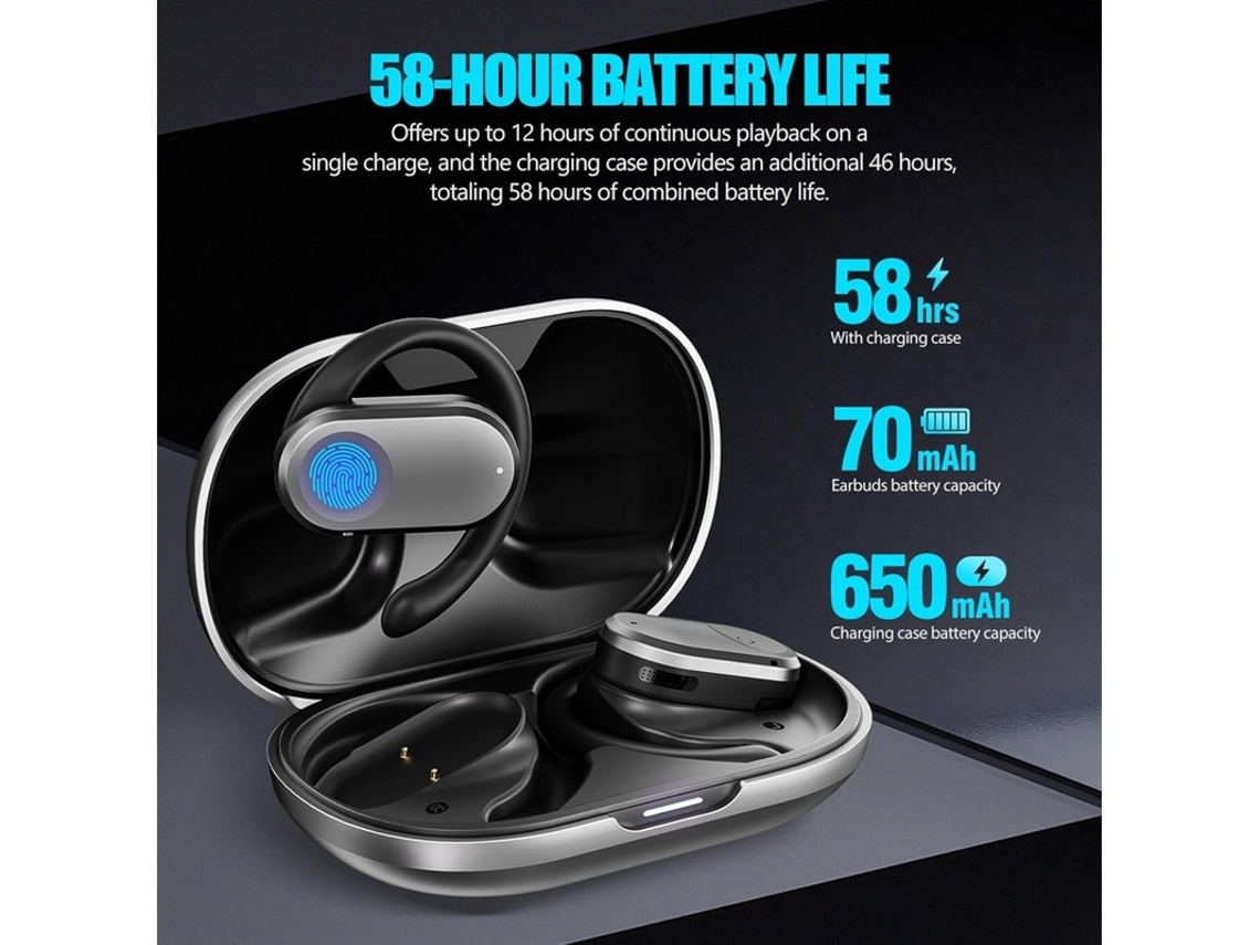 Fones De Ouvido Abertos Fones De Ouvido Sem Fio Bluetooth Com Microfone Redução De Ruído À Prova Dágua Ajuste De Vários Ângulos Longa Duração Yizhood