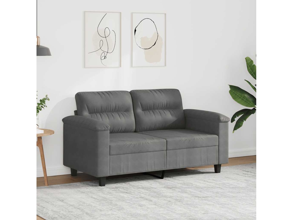 Sofá de 2 Lugares - Sofá da Sala - Sofá de Relaxamento 120 Cm Tecido de Microfibra Cinzento escuro HARLANV1