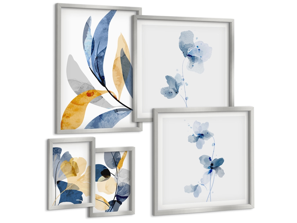 Conjunto De Pinturas Motivos Vegetais Interiores Pastel Espelharte (5 Peças)