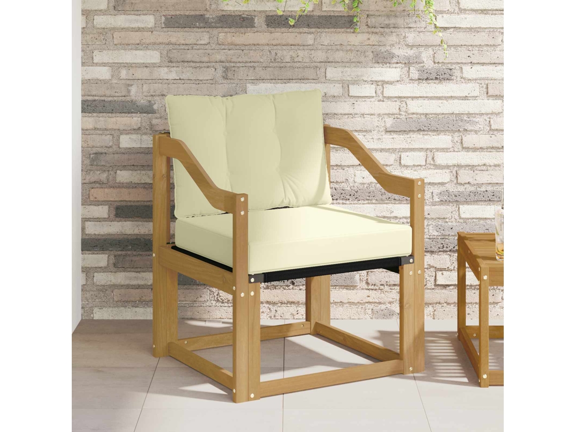 Vidaxl Sofá Exterior Madeira Sólida De Acácia Branco E Creme