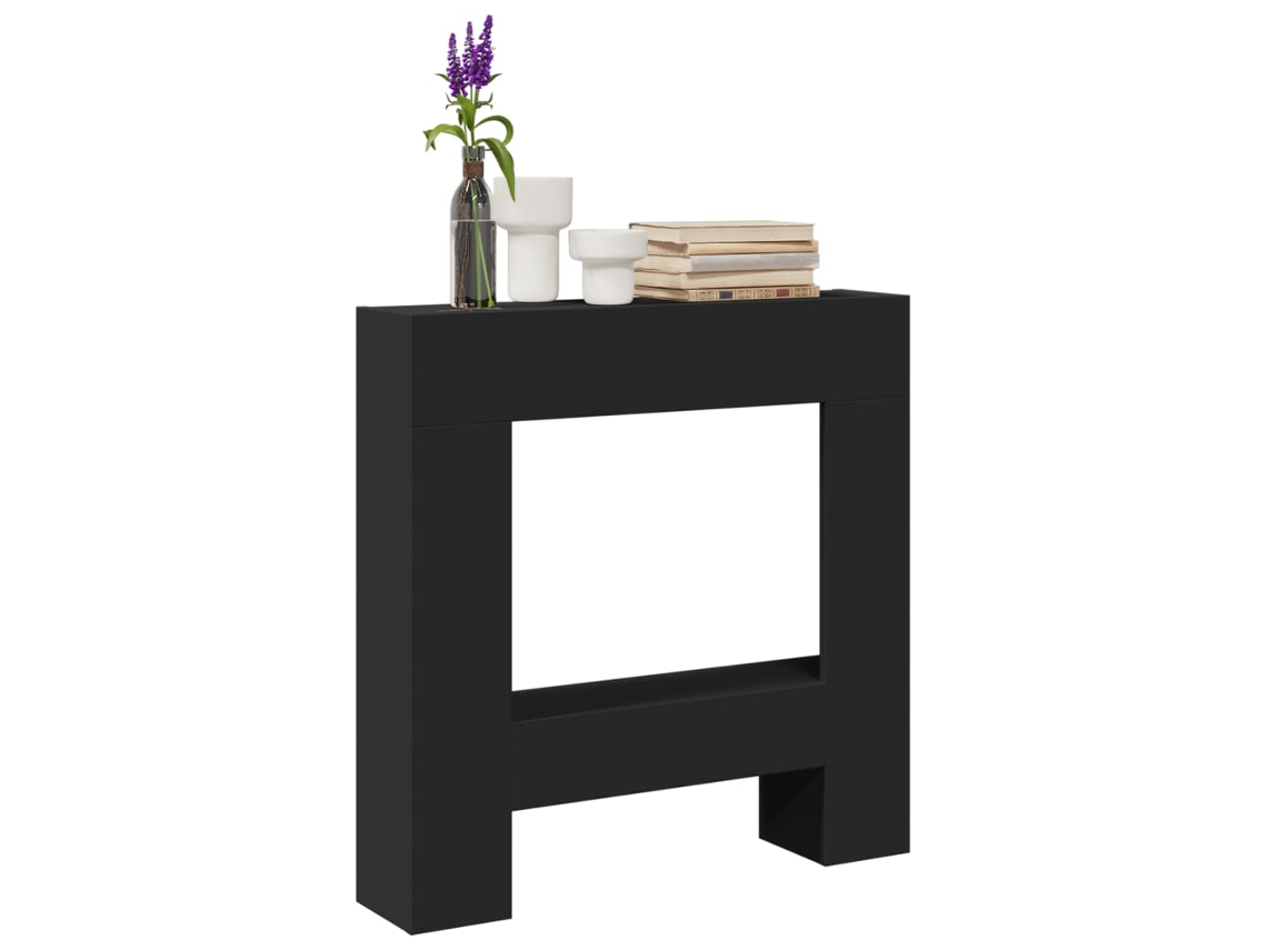 Vidaxl Cornija De Lareira 81x18x82 Cm Derivados De Madeira Preto