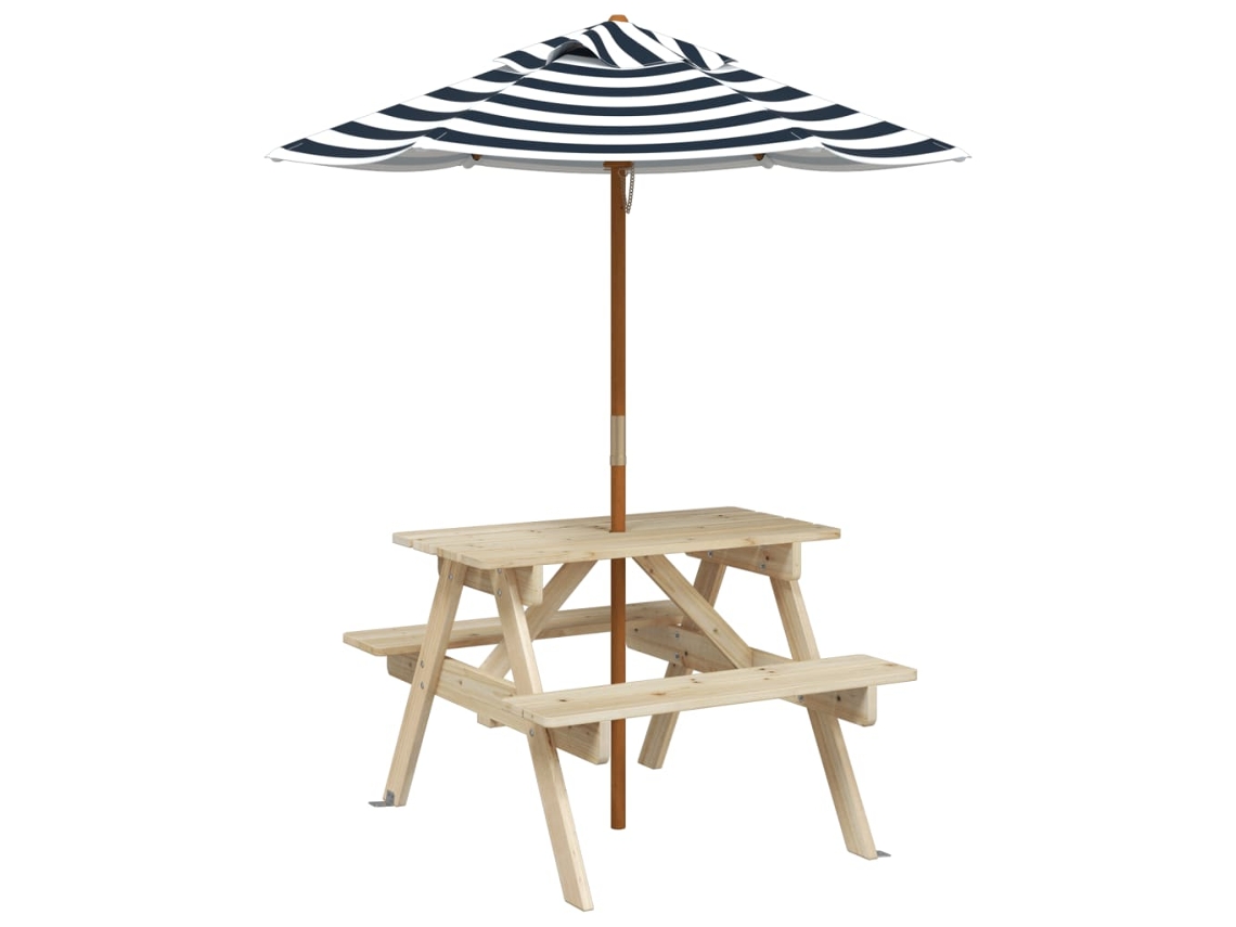 Maison Exclusive - Mesa De Piquenique Para 4 Crianças Com Guarda-sol Abeto Maciço