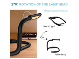 Luz De Leitura Led Para Pescoço Luz De Livro Na Cama Lâmpada De Mesa Com Brilho Ajustável 3 Cores Com Braços Dobráveis Adequada Para Reparos Bestvite