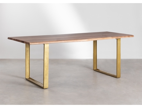 Mesa de Jantar Retangular em Madeira de Acácia 220X105 Cm Assier Madeira de Acácia Castanho Acácia SKLUM