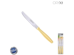 Faca de Cozinha de Mesa Etna Lâmina Serrada Aço Inox 10 cm Amarelo (Blister 6 Peças) ORYX