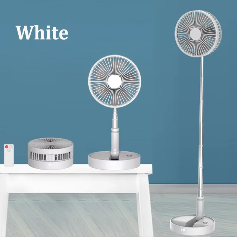 (branco) Ventilador Portátil Dobrável E Retrátil Silencioso Com 4 Velocidades Ajustáveis E Controle Remoto.