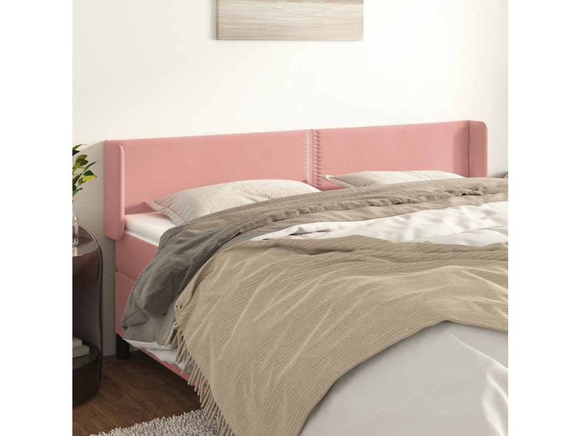 Vidaxl Cabeceira De Cama C/ Abas Veludo 163x16x78/88 Cm Rosa