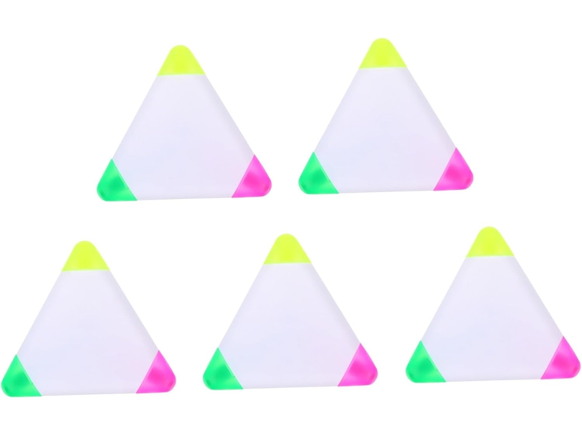 5 Caneta, para Material Escolar, Conjunto de 5 Canetas Marcadoras Fluorescentes Triangulares CHABERLU
