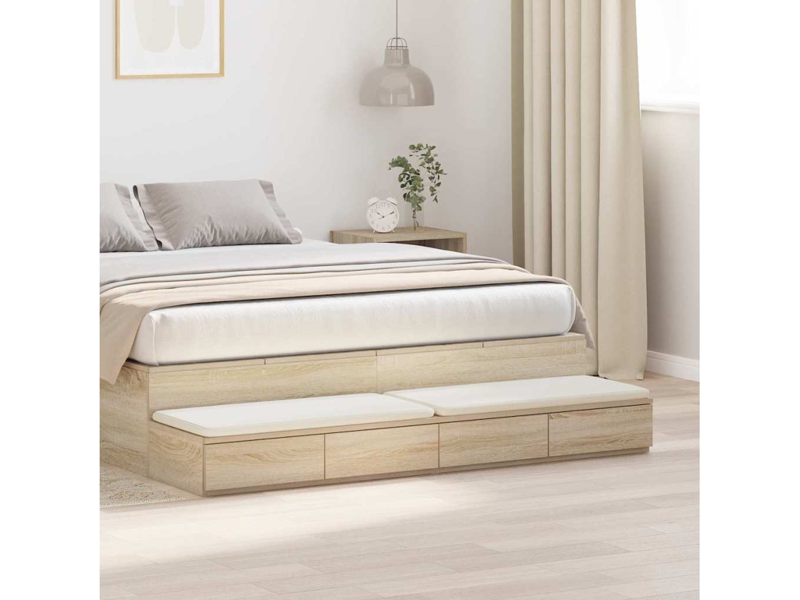 Vidaxl Gavetas De Cama Com Gaveta Carvalho Sonoma 150 X 36,5 X 16,5 Cm
