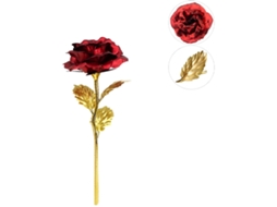Rosa Artificial de Plastro, Rosa Vermelha, Flor Artificial, , 25 X 8 8 Cm BRILVIBERA (vermelho+ Dourado)