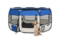 Vidaxl Parque Dobrável P/ Cão C/ Saco De Transporte 125x125x61cm Azul